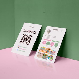 Instagram Visitenkarte Vorlage, QR Code Karte, IG Visitenkarte, Kuchenbäckerei Visitenkarte, Kuchenkarte, Instagram Karten, Canva Template