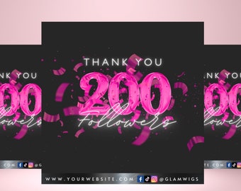 Pink 200 Followers Celebration Flyer, DIY Lashes, Hair, Nails, Beauty Boutique Editable Canva Template, Follower Flyer, Social Media Flyer
