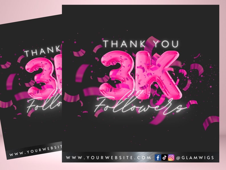3K Followers Celebration Flyer: Pink Social Media Template (canva ...