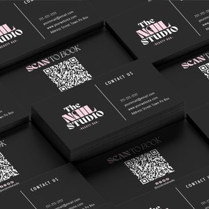 Bearbeitbare Beauty Visitenkarte Vorlage Design, QR Code Karte, Salon Visitenkarte, DIY Marketing Karten, Lash Tech Visitenkarte, Nägel, Haare