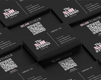 Redigerbar skönhetsvisitkortsmall: QR-kod för salongskort (digital nedladdning)