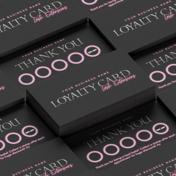 Beauty Loyalty Card Template Design, Customer Reward Card, Lashes, Nails, Hair, Salon Business Card, DIY Marketing Card, Client Royalty Card