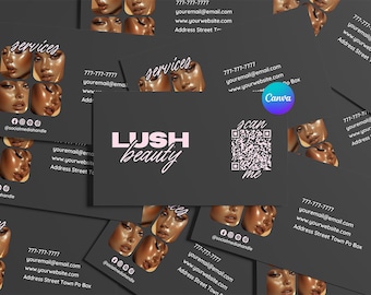 Black & Pink Beauty Business Card Template with QR Code, (DIY Canva) Beauty Salon Cards