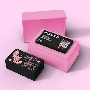 Modelo de cartão de fidelidade rosa neon, cartão com código QR, cartão de recompensa ao cliente, design de cartão de visita para salão de beleza, cartões de marketing faça você mesmo, cartões de cliente pré-fabricados