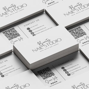 Moderne Visitenkarte Template, Professional Beauty Visitenkarte, DIY Canva Visitenkarte Template, Nägel, Wimpern, QR Code Visitenkarte