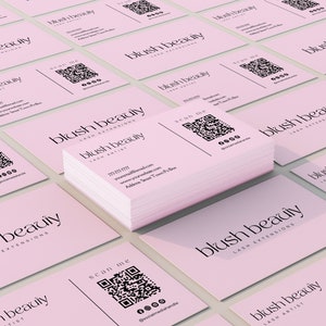 Blush Visitenkarte Vorlage, DIY Canva Template, Modernes Visitenkarten Design, QR Code Visitenkarte, Beruf Visitenkarte, Beauty Visitenkarte