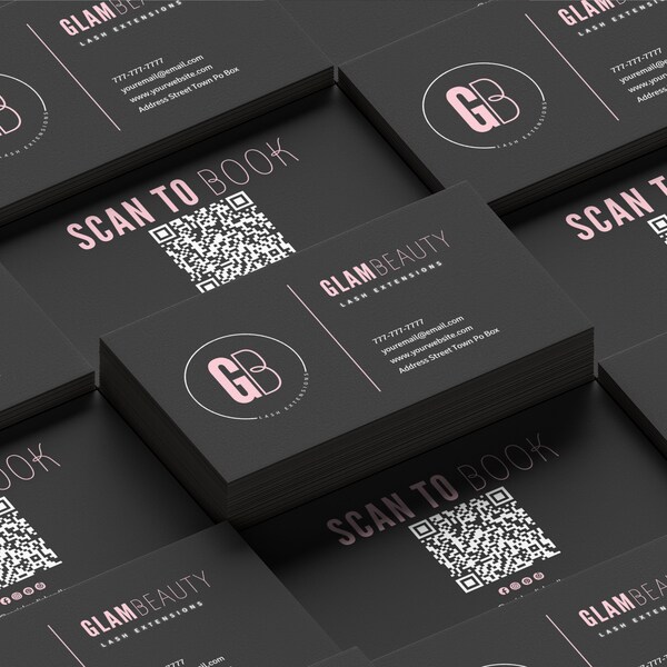 Editable Beauty Business Card Template Design, QR Code Card, Salon Business Card, DIY Marketing Cards, Lash Tech Business Card, Nails, Hair