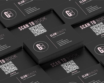 Beauty Business Card Template: Salon, Lashes, Hair, Nails, QR Code (Digital Download)