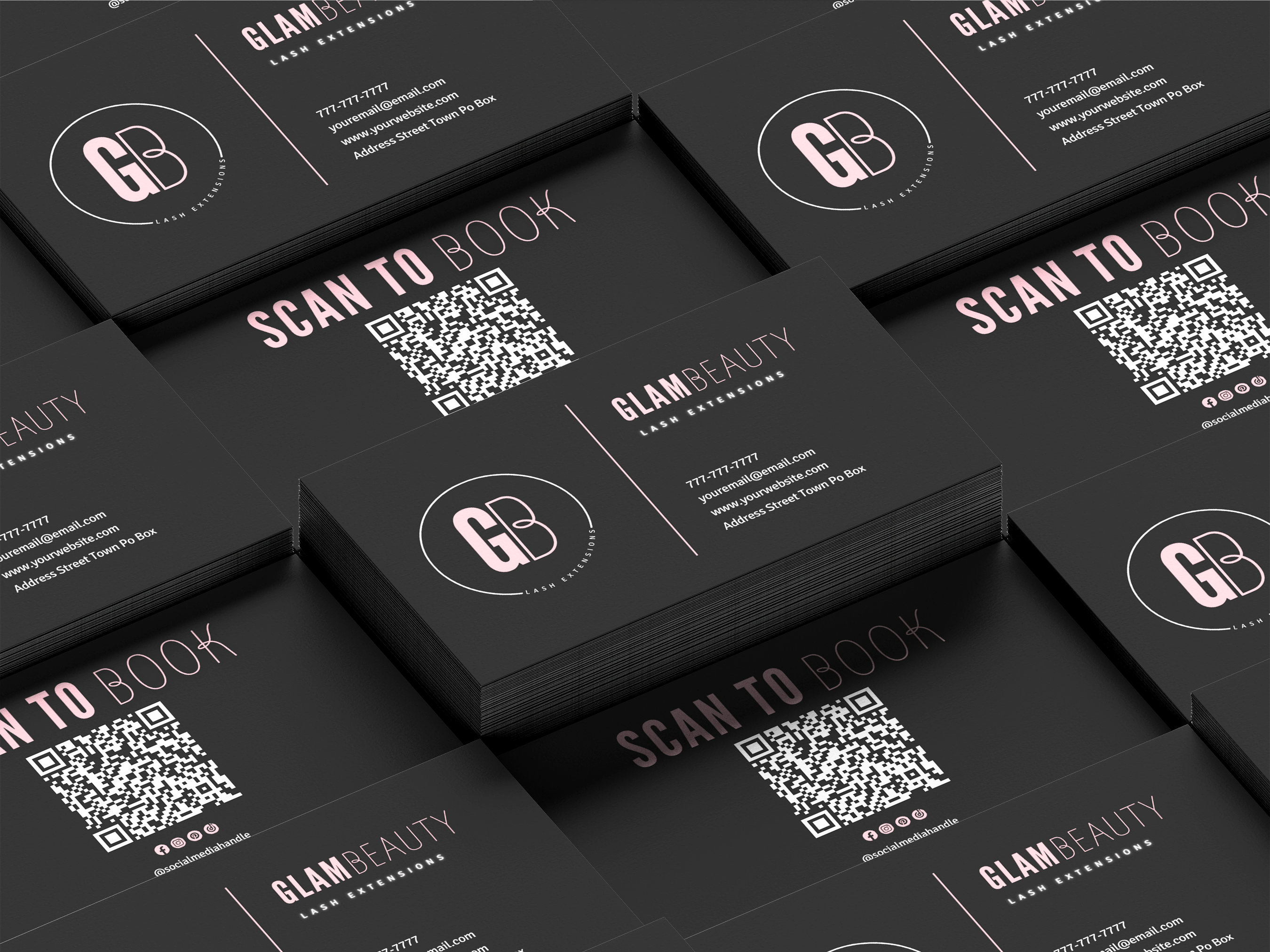 ◇LE MASQUE◇ Palette 4-tier accordion card business card le Business Card Canva Template QR Code, Luxury Business Card