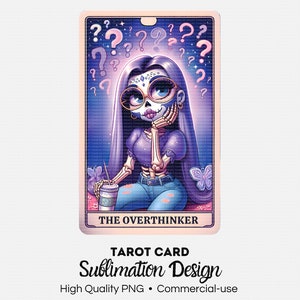 The Overthinker Lustige Tarot-Karte Png, Witchy Sublimationsvorlage - Sofortiger digitaler Download