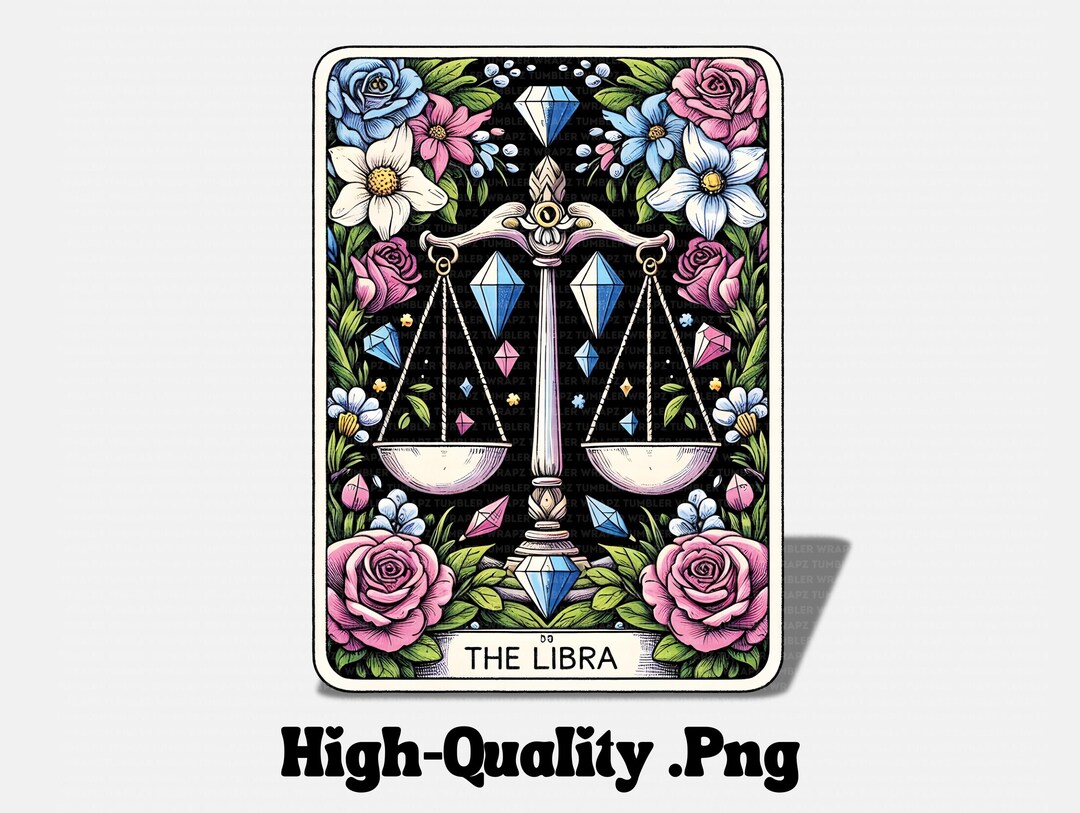 The libra tarot card png zodiac sublimation template horoscope