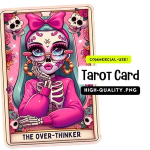The Over Thinker Funny Tarot Card Png, Witchy Sublimation Template - Instant Digital Download