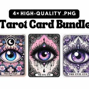 The Evil Eye Tarot Card Png Bundle Witchy Trendy Whimsigoth DTG Sublimation Design Template Instant Digital Download POD Commercial Use