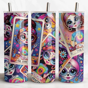 The Crafter Tarot Card Tumbler Wrap PNG Plantilla de sublimación de diseño - Witchy Trendy Colorful Girly Tumbler PNG - Descarga digital