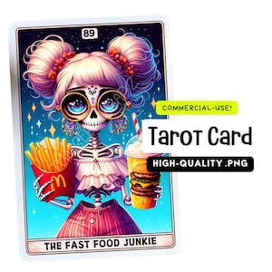 The Fast Food Junkie Funny Tarot Card Png, Witchy Sublimation Template - Instant Digital Download
