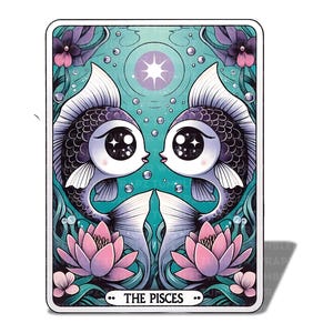 The Pisces Tarot Card PNG, Zodiac Sublimation Template, Horoscope Digital Tarot Card, Astrology Png, Pisces Zodiac T Shirt Design