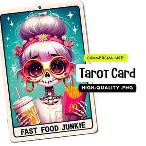 The Fast Food Junkie Funny Tarot Card Png, Witchy Sublimation Template - Instant Digital Download