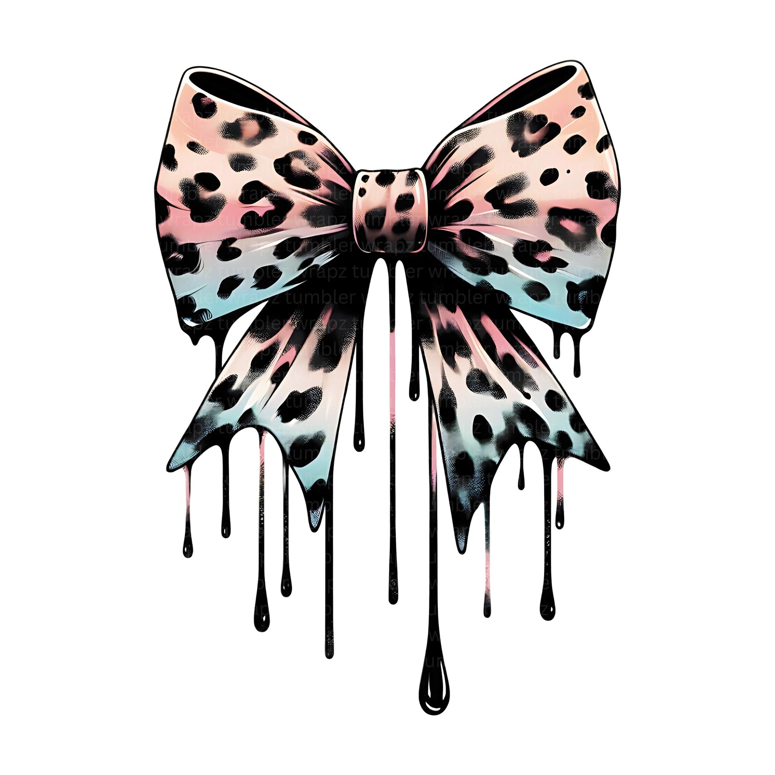 Leopard Print Bow PNG, Trendy Pastel Goth PNG, Dripping Bow Clipart DTG ...