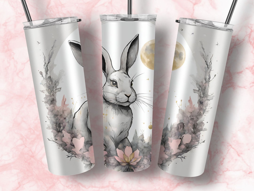 Easter Bunny Tumbler Wrap Template, Cute Floral Rabbit Sublimation ...