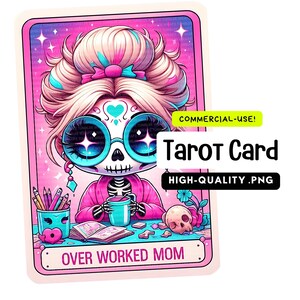 La carte de tarot drôle de maman surmenée Png, modèle de sublimation de sorcière - téléchargement numérique instantané