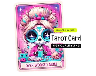 Die überarbeitete Mutter Lustige Tarot-Karte Png, Witchy Sublimationsvorlage - Sofortiger digitaler Download