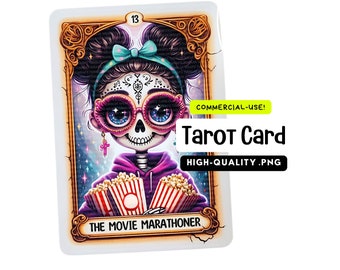 Carta del Tarot Divertida de la Maratonista de la Película Png, Plantilla de Sublimación de Bruja de Moda - Impresión a Demanda para Uso Comercial - Descarga Digital Instantánea