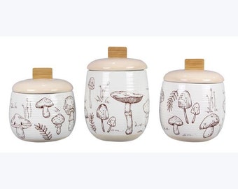 Ceramic Mushroom Canister Set of 3