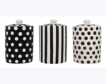 Modern Farmhouse Ceramic Kitchen Canister Set Black and White Arabesque ...