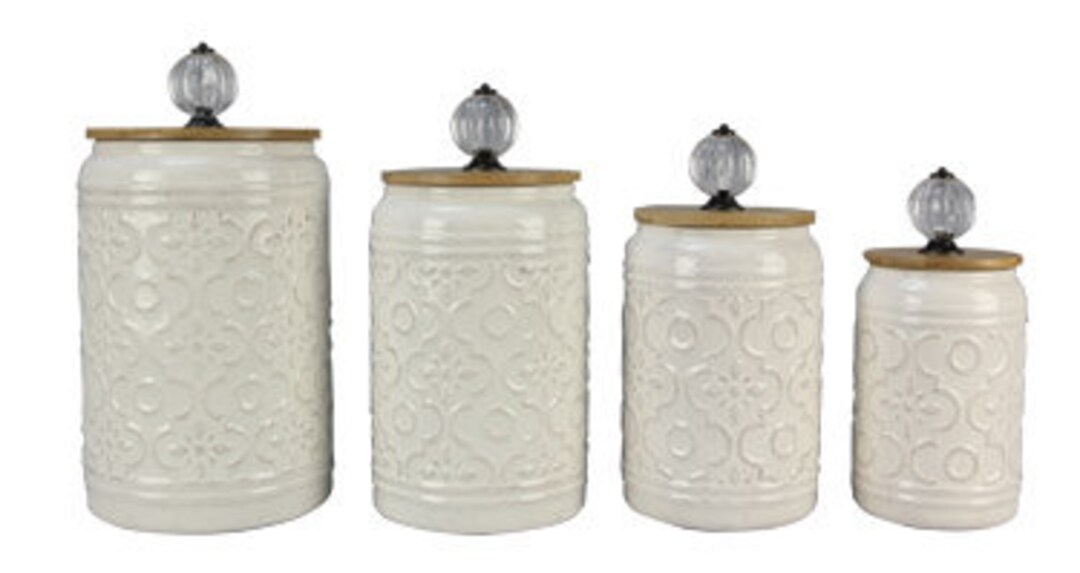 Ceramic 4 Pc Canister Set Etsy