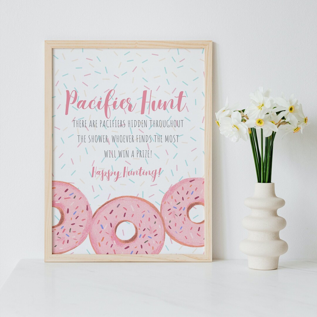Donut Baby Shower Sprinkle Pacifier Hunt Game Sign Baby Etsy