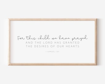 For This Child We Have Prayed, Bedroom Wall Art, Nursery, Kids Room, Playroom, Christian, Digital Download, Printable, Bible, Scripture