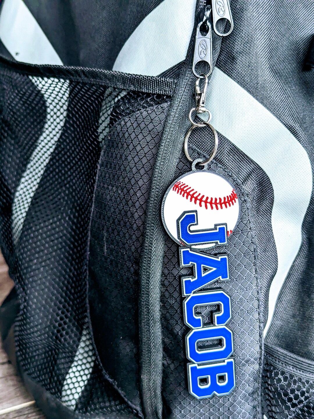 Baseball Nametag Customized Sports Bag Tag Keychain Etsy