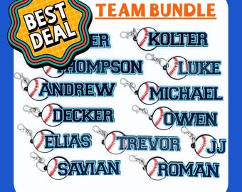 Team Bundle Tags- Baseball Team Gifts – Personalized Bag Tags for Every Player and Coaches - keychains