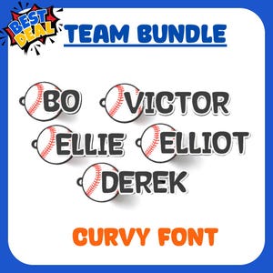TEAM BUNDLE - Baseball - Personalisierter Baseball Turnbeutelanhänger - Schlüsselanhänger