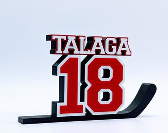 Personalized hockey player name with Number - gift - Hockey Team