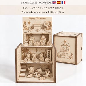 Mini Nativity Scene in a Box SVG | Laser Cut Files | 12 Figures & Animals, 10 Accessories
