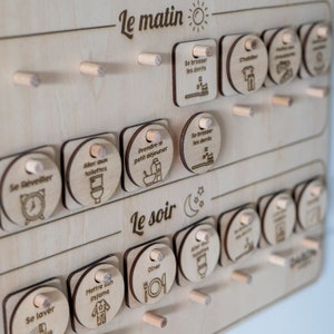 Tableau de motivation routine matin et soir en bois personnalisé ...