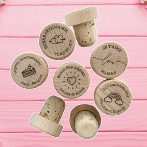 From 1 to 500 Personalized Wood & Natural Cork Corks (Decreasing prices) Wedding guest gifts, save the date, evjf, baptism, birthday