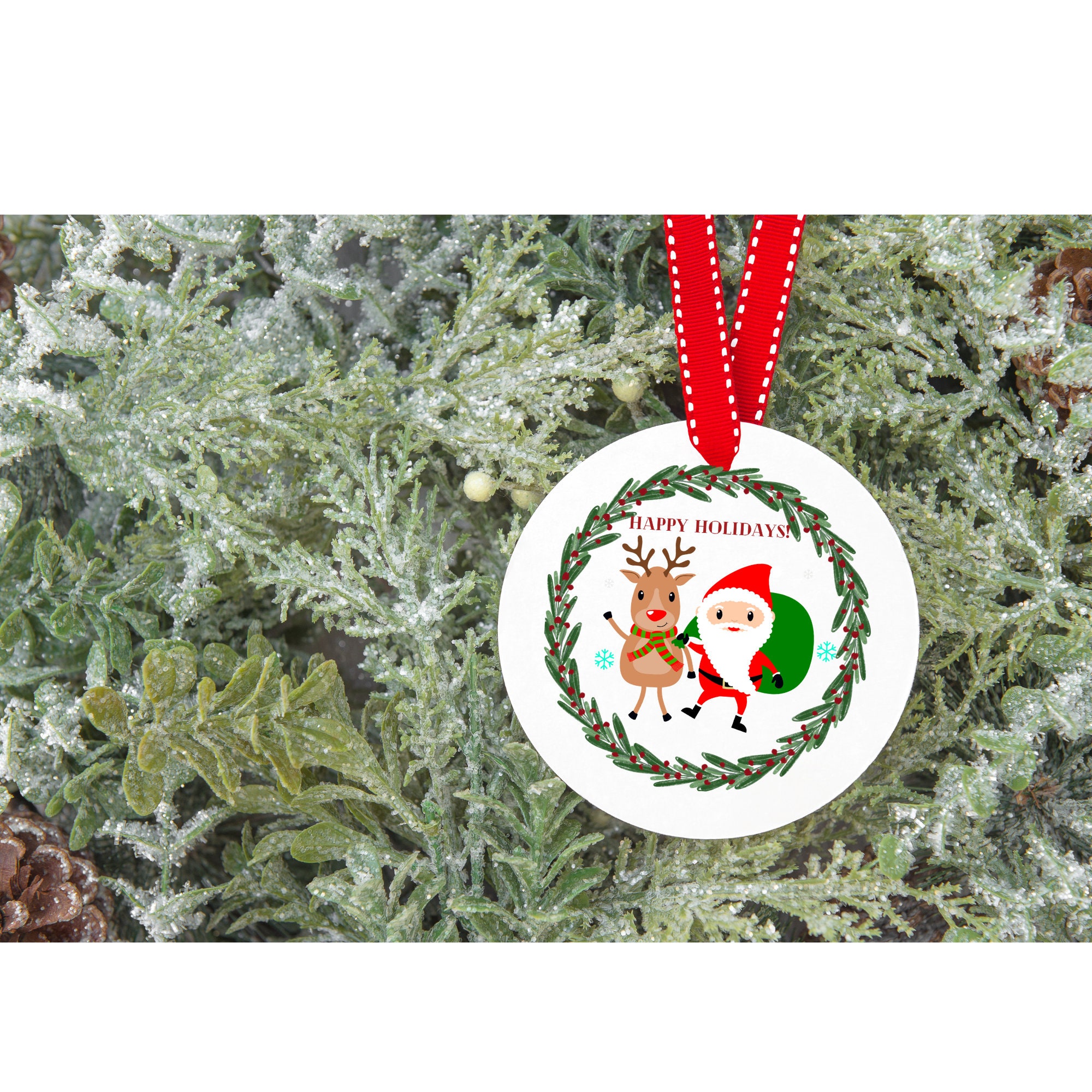 Christmas Wreath Stickers SVG Printable Holiday Stickers Festive ...