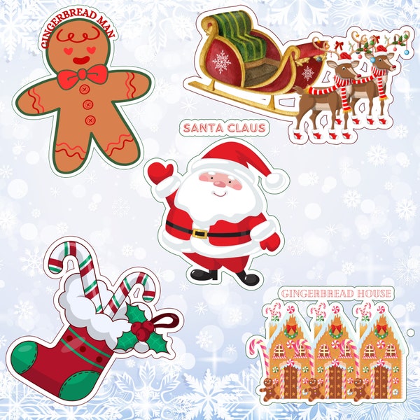 Cute Christmas clipart sticker SVG Printable holiday season stickers SVG Festive Christmas SVG designs Xmas stickers grafika merry christmas