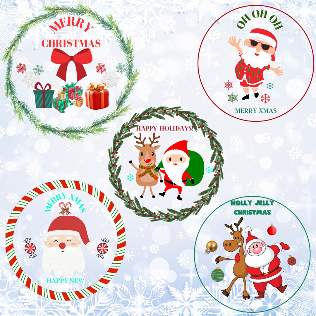 Christmas Wreath Stickers SVG Printable Holiday Stickers Festive ...
