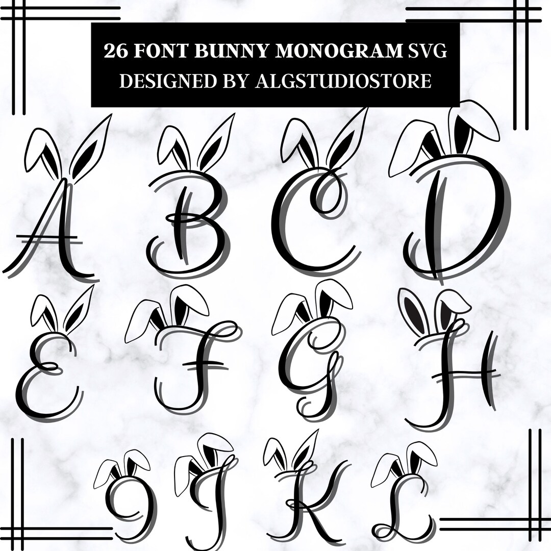 font-bunny-monogram-svg-files-for-cricut-clipart-etsy