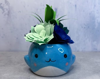 Whale Paper Flower Succulent Pot