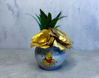 Small Winnie the Pooh Hunny Paper Flower Succulent Pot