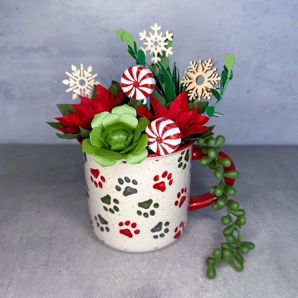 Christmas Puppy Paws Mug Succulent Pot