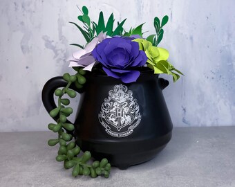 Hogwarts Cauldron Mug Paper Flower Succulent Pot