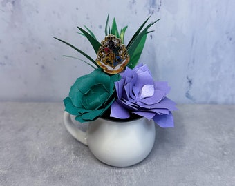Hogwarts Crest Button Mini Cup Paper Flower Succulent Pot