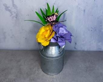 Metal Milk Jug Paper Flower Succulent Pot