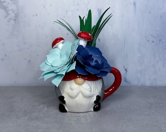 Mini Gnome Paper Flower Succulent Pot