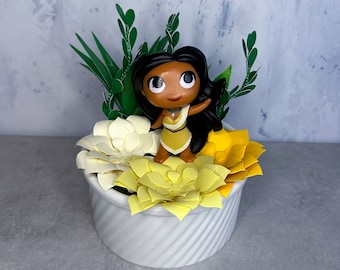 Pocahontas Figure in Paper Flower Succulent Pot
